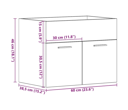 Mueble de baño para lavabo de madera antigua 60x38,5x46 cm