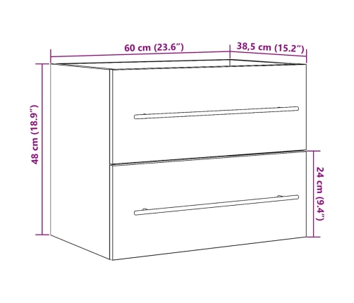 Mueble de baño para lavabo de madera antigua 60x38,5x48 cm