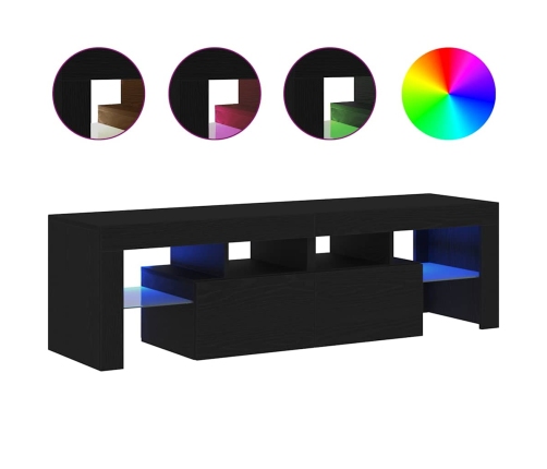 Mueble de TV con luces LED roble negro 140x36,5x40 cm