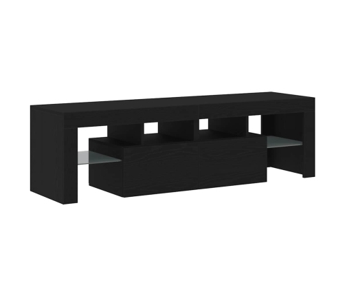 Mueble de TV con luces LED roble negro 140x36,5x40 cm