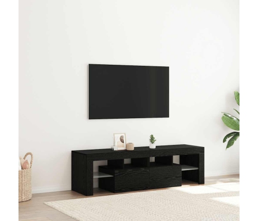 Mueble de TV con luces LED roble negro 140x36,5x40 cm