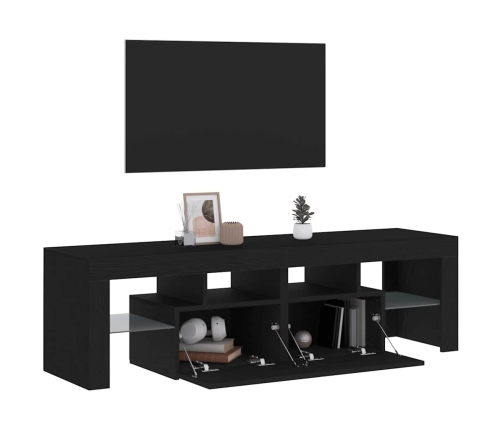 Mueble de TV con luces LED roble negro 140x36,5x40 cm