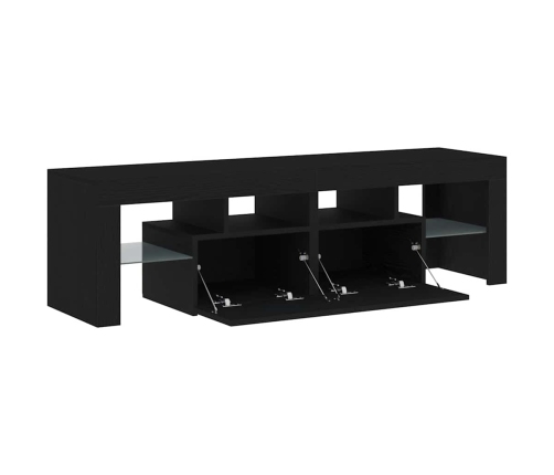 Mueble de TV con luces LED roble negro 140x36,5x40 cm