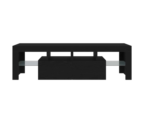 Mueble de TV con luces LED roble negro 140x36,5x40 cm