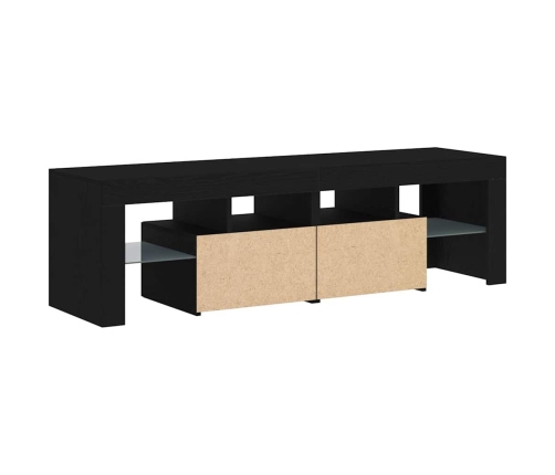 Mueble de TV con luces LED roble negro 140x36,5x40 cm