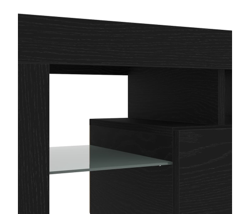 Mueble de TV con luces LED roble negro 140x36,5x40 cm