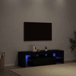 Mueble de TV con luces LED roble negro 140x36,5x40 cm