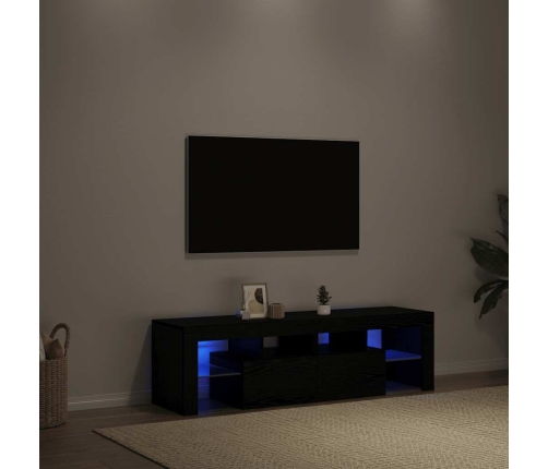 Mueble de TV con luces LED roble negro 140x36,5x40 cm