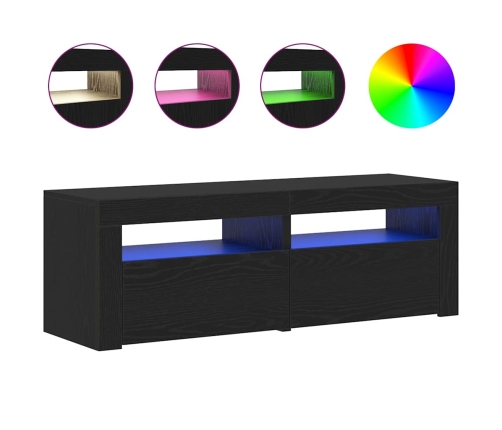 Mueble de TV con luces LED roble negro 120x35x40 cm