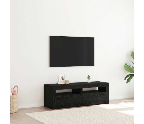 Mueble de TV con luces LED roble negro 120x35x40 cm