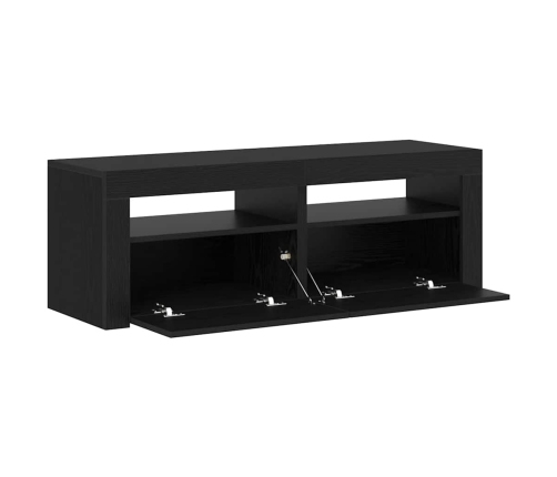 Mueble de TV con luces LED roble negro 120x35x40 cm