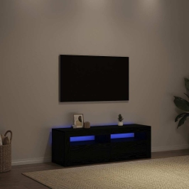 Mueble de TV con luces LED roble negro 120x35x40 cm