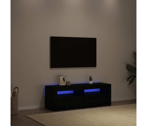 Mueble de TV con luces LED roble negro 120x35x40 cm