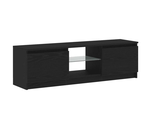 Mueble de TV con luces LED roble negro 120x30x36 cm