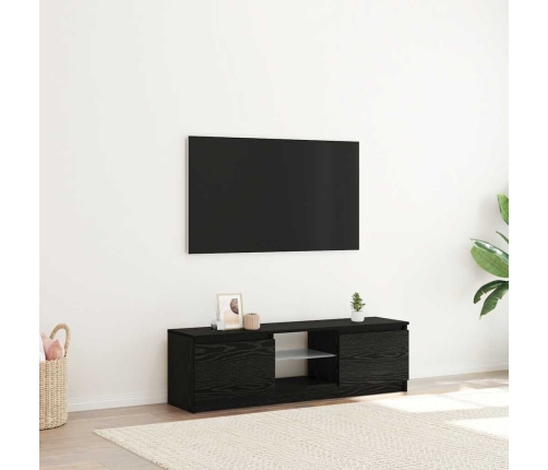 Mueble de TV con luces LED roble negro 120x30x36 cm