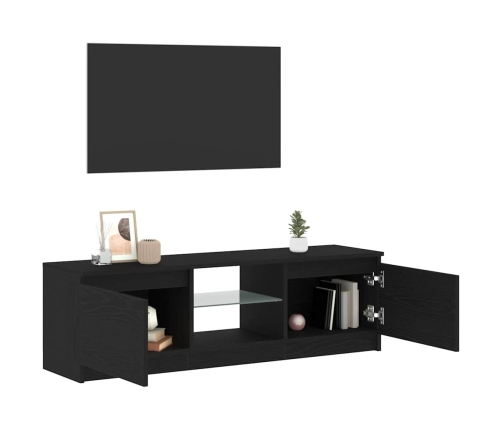 Mueble de TV con luces LED roble negro 120x30x36 cm