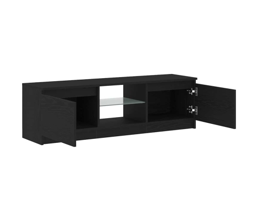 Mueble de TV con luces LED roble negro 120x30x36 cm