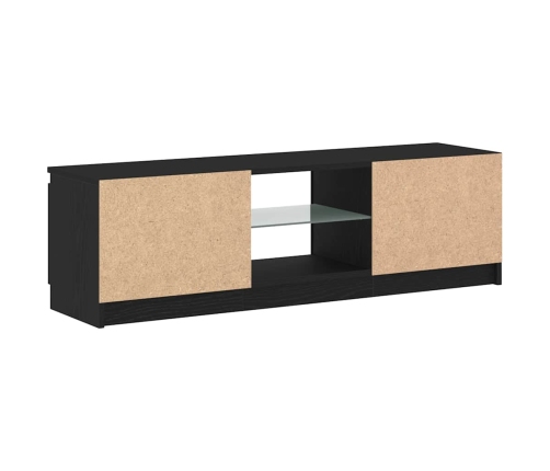 Mueble de TV con luces LED roble negro 120x30x36 cm