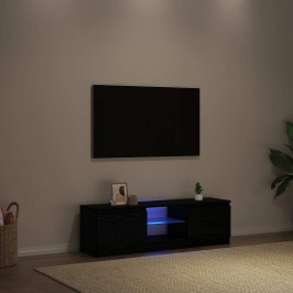 Mueble de TV con luces LED roble negro 120x30x36 cm