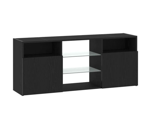 Mueble de TV con luces LED roble negro 120x30x50 cm