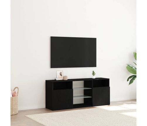 Mueble de TV con luces LED roble negro 120x30x50 cm