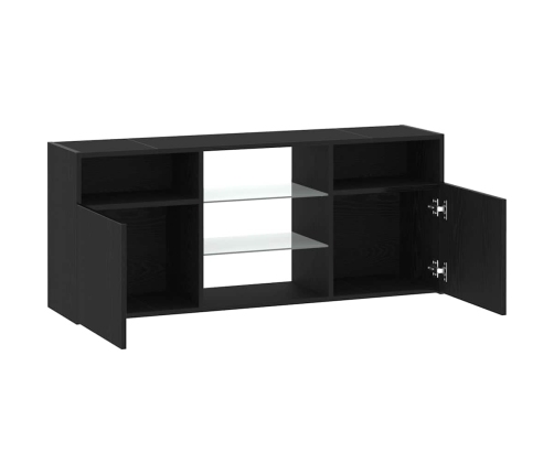 Mueble de TV con luces LED roble negro 120x30x50 cm