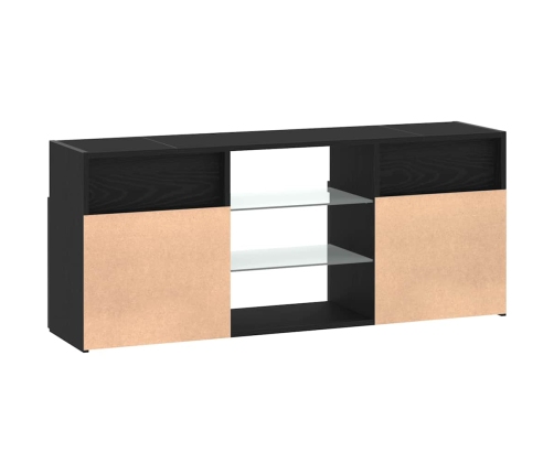 Mueble de TV con luces LED roble negro 120x30x50 cm