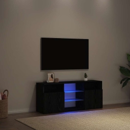 Mueble de TV con luces LED roble negro 120x30x50 cm