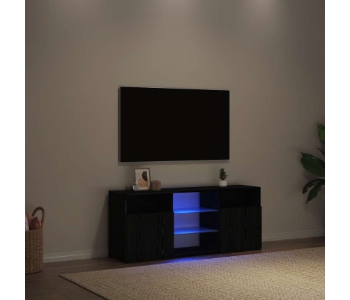 Mueble de TV con luces LED roble negro 120x30x50 cm