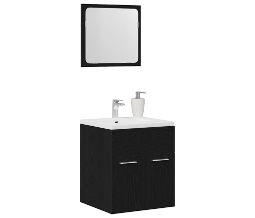 Juego de muebles de baño 2 pzas roble negro Madera ingeniería