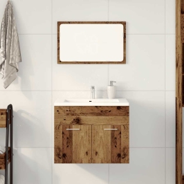 Juego de muebles de baño 2 piezas madera ingeniería envejecida