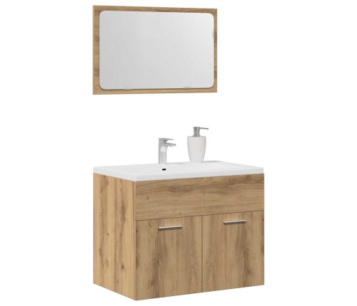 Juego de muebles baño 2 piezas madera ingeniería roble artisan