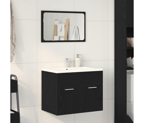 Juego de muebles de baño 2 pzas roble negro Madera ingeniería