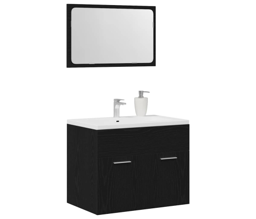 Juego de muebles de baño 2 pzas roble negro Madera ingeniería