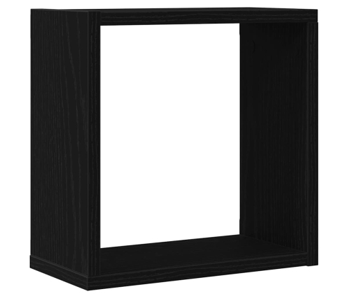 Estantes cubo de pared 2 uds madera roble negro 30x15x30 cm