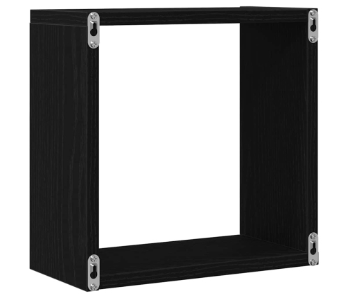 Estantes cubo de pared 2 uds madera roble negro 30x15x30 cm