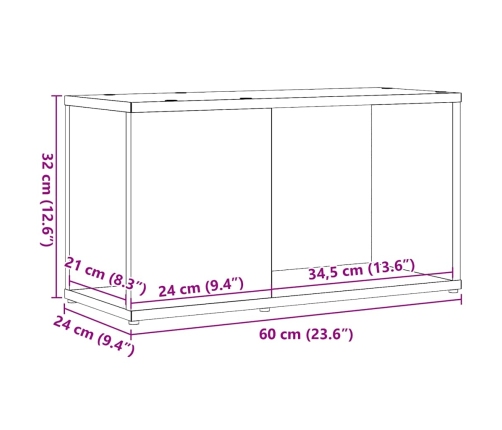 Mueble de TV de madera de roble negro 60x24x32 cm