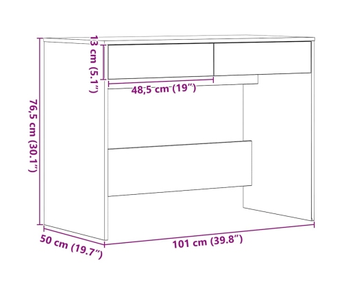 Escritorio roble negro 101x50x76,5 cm madera de ingeniería