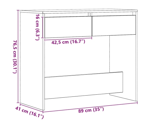 Mesa consola roble negro 89x41x76,5 cm madera de ingeniería