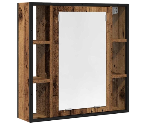 Mueble de baño con espejo de madera antigua 60x16x60 cm