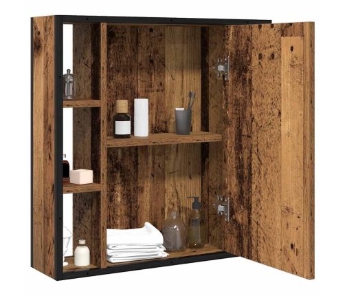 Mueble de baño con espejo de madera antigua 60x16x60 cm