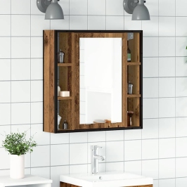 Mueble de baño con espejo de madera antigua 60x16x60 cm