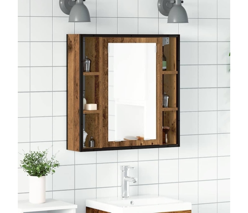 Mueble de baño con espejo de madera antigua 60x16x60 cm