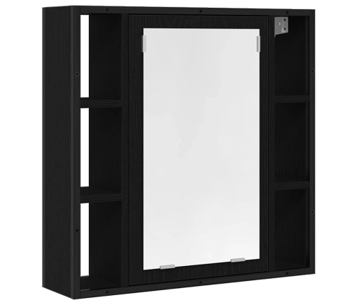 Armario de baño con espejo de madera de roble negro 60x16x60 cm