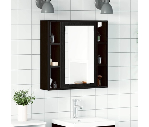 Armario de baño con espejo de madera de roble negro 60x16x60 cm