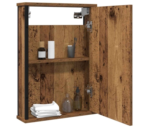 Mueble de baño con espejo de madera antigua 42x12x60 cm