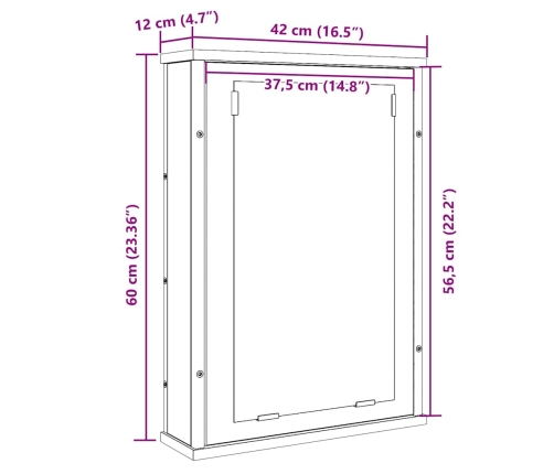 Mueble de baño con espejo de madera antigua 42x12x60 cm