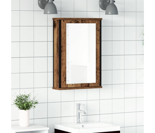 Mueble de baño con espejo de madera antigua 42x12x60 cm