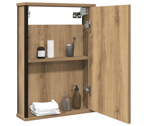 Mueble de baño con espejo de roble artesanal 42x12x60 cm