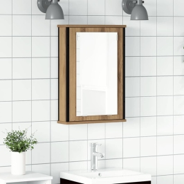 Mueble de baño con espejo de roble artesanal 42x12x60 cm